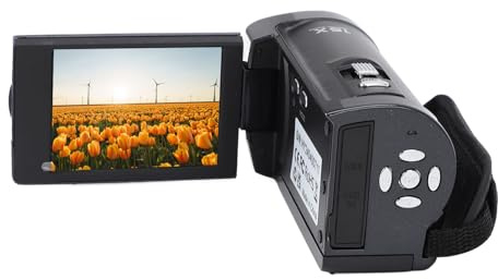 Asixxsix Caméscope Vidéo, Caméscope Full HD 1080P, Caméra Vidéo Numérique Zoom 16X avec Lumière de Remplissage LED, Connecteur fileté 1⁄4 Pouce, Caméra de Vlogging à écran 2,8 Pouces