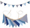 Guirlande de fanions en tissu double face de 2,6 m pour fête prénatale, fête de mariage, guirlande triangulaire pour chambre d'enfant, salle de jeux - Bleu