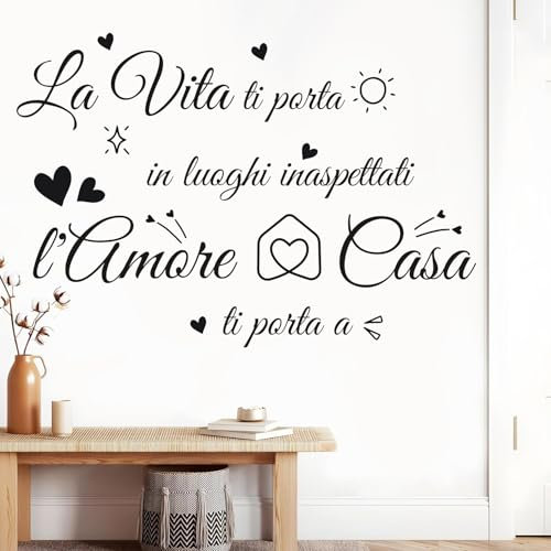 HPNIUB L'amore Ti Porta A Casa Adesivi Murali Soggiorno,Scritte Adesive Per Pareti Decorazioni Parete Soggiorno,Decorazioni Muro Salotto Frasi Adesive Da Scritte Adesive Adesivi Motivazionali Italiano