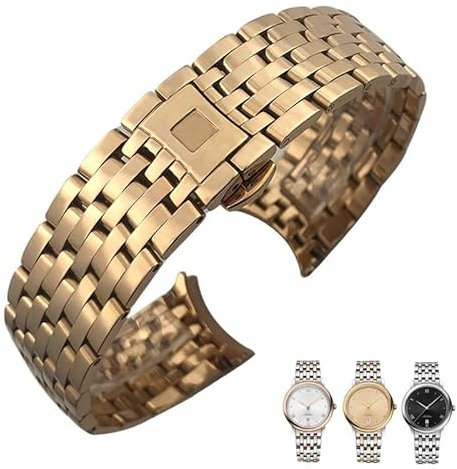 KLVN Uhrenarmband aus Edelstahl mit gebogenem Ende, 16 mm, 316L, 19 mm, 20 mm, für Omega DE VILLE PRESTIGE Orbis Edition Uhrenarmband, Faltschließe, 19 mm, Achat