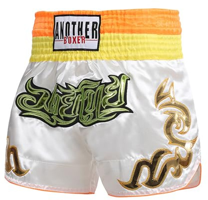 Freebily Muay thailändska shorts för barn pojkar boxningsshorts shorts för kickboxning MMA kampsport, Vit, 15-16 anni