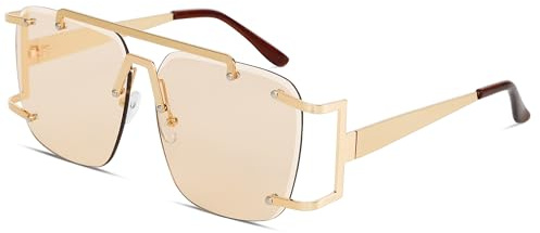 BOTEN Aviator Sunglasses for Women Men Oversized Square 70s Sun Glasses Double Bridge Pilot Shades