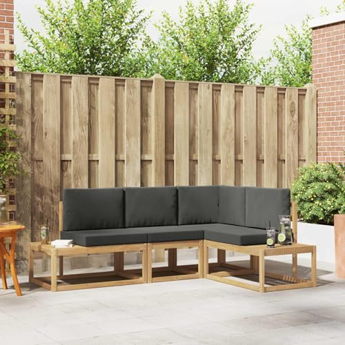 Cartvyn Garten-Sofagarnitur 3-teilig aus Polyester in Weiß und Anthrazit wetterfestes Lounge-Set für Terrasse, Balkon und Poolbereich mit modularen Elementen, Rückenlehne