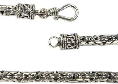 Drachensilber Königskette Schmuck Kette 4mm stark, in vielen Längen lieferbar, rund aus 925 Sterlingsilber gefertigt, Silber Halskette