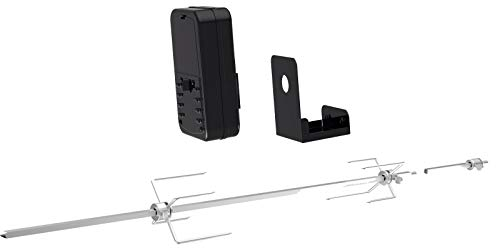 tepro Universal Grillspiess-Set für Batteriebetrieb aus Edelstahl mit 2 Fleischklammern, Handgriff und Verlängerung, Maße ca. 92 x 10 x 12 cm