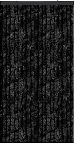Arsvita Insektenschutzvorhang 120x220 cm (Breite x Länge) Flauschvorhang in Schwarz für Camping, Terrasse, Pavillon oder Balkontür, Fadengardine Ø4cm