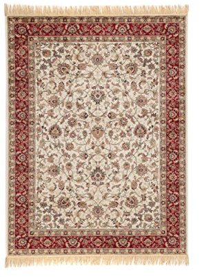 Viva Tappeti Farshian Tappeto Hereke 2, Viscosa, Rosso/Avorio, 67 x 105 cm