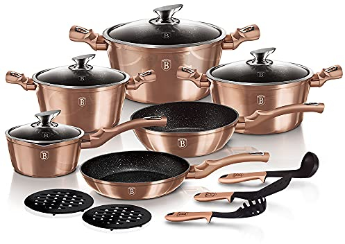 Berlinger Haus 15Pcs Metallic Cookware Set (Rose Gold)
