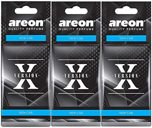 Areon X Version Car Air Freshener New Car Smell Scent Rear View Mirror Hanging Black Blue Set Multi Pack of 3