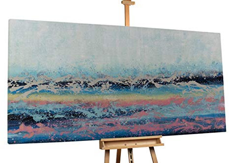 KunstLoft® XXL Gemälde 'Splashing Impact' 200x100cm | original handgemalte Bilder | Meer Abstrakt Grün Braun | Leinwand-Bild Ölgemälde einteilig groß | Modernes Kunst Ölbild