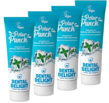 DENTAL DELIGHT Pasta de dientes vegana con sabor, menta (4 unidades)