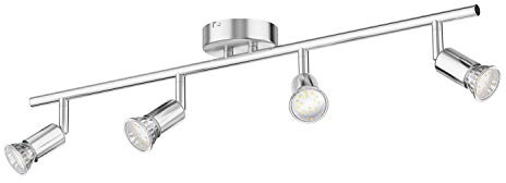 ledscom.de Deckenleuchte LUNARA, 4-flammig, Edelstahl, chrom matt, inkl. 4x LED GU10 Lampen (weiß, 8,304W, je 206lm, 110°)