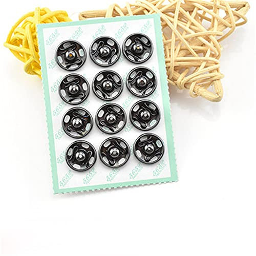 Mini Button Buckle Invisible Metal Snap Buttons Fasteners Press Studs Buttons for Sewing Clothing(Gun Black,12mm)
