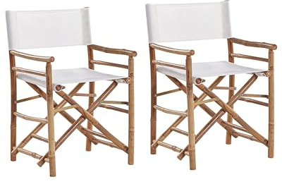 Beliani Conjunto de 2 sillas de bambú sillas de Director Plegables de Exterior Tela Beige Molise
