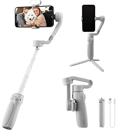 Zhiyun Stabilisateur de cardan Q4 lisse, tige d'extension intégrée, portable et pliable, stabilisateur Vlogging, vidéo YouTube TikTok