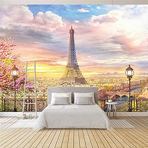 XLMING Capital Romántica De La Torre Eiffel Decoración Fotomural sala Sala de estar Pared Pintado Papel tapiz no tejido-430cm×300cm