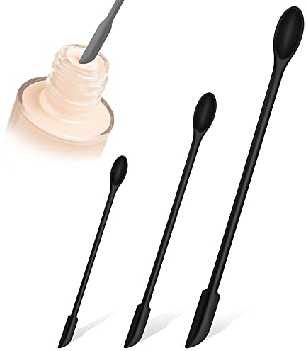 Mini Silicone Spatula, Small Silicone Spoons and Spatula Jar Scraper for Makeup Narrow Bottle, Heat Resistant BPA Free Long Handle Lotion Stirrer Get Last Drop from Bottles