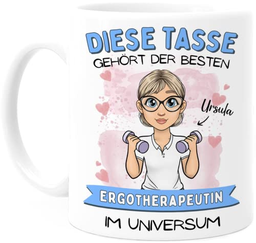 Tassenliebling® Ergotherapie Geschenke Tasse personalisiert für die beste Ergotherapeutin - Beidseitiger Druck - Ergotherapeutin Tasse