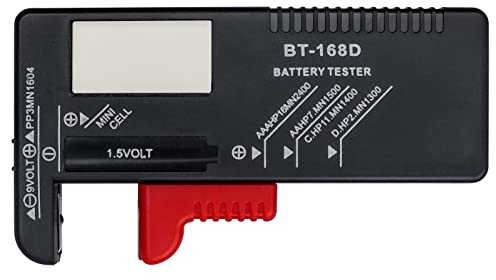 Bestgle batterietester zum prüfen des ladezustands digitaler battery checker detection universal batterieprüfer mit lcd display batteriemessgerät batterie testgerät für aa aaa c d 9v 1.5v schwarz rot