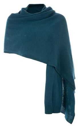 Embouro 100% Cashmere Pashmina Scialle per le donne, sciarpa a maglia in puro Cashmere Sciarpa per l'inverno (Verde Blu)