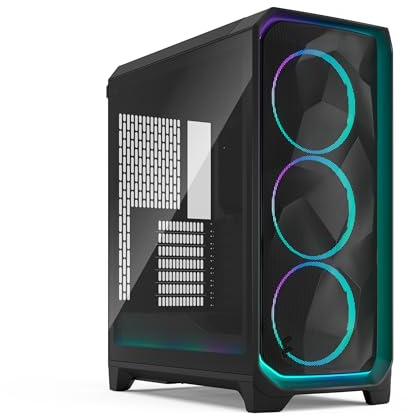 Fractal Design Meshify 3 Ambience Pro RGB Black Tempered Glass Light Tint - High Airflow PC Gaming Case - Mesh Front Panel - Adjust Pro Hub and Three ARGB Momentum 14 Fans Included