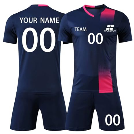 Personalisiertes Fußballtrikot für Kinder mit Namen Nummer Team und Logo Trainingsanzug Fussball Trikot Fußball Trikots Shorts und Socken Set Ür Junge Herren