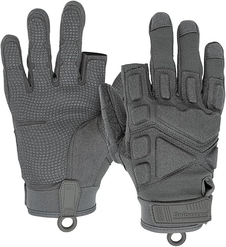 Seibertron S.O.L.A.G-HI 2.0 Handschuhe zeigefinger frei 4 Finger Taktische Sport wasserdichte Touchscreen, Stoßschutz für Jagd Grey M
