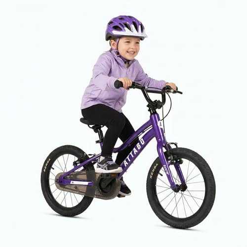 ATTABO Fahrrad Ease 16 haltbares und ergonomisches Design mit geringem Überhang Ideal für Radfahranfänger Farbe Rot/Blau/Pink/Lila/Silber