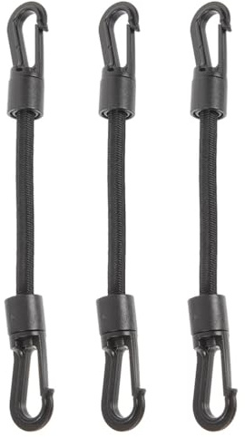 BESPORTBLE Bungee Cords With Carabiner Clips 4 Pack Long Heavy Duty 12inch, Extra Strong Straps Hooks For Camping Wire 16 cm Retractable Straps, Roof Racks Trailers Tarps Travel Black