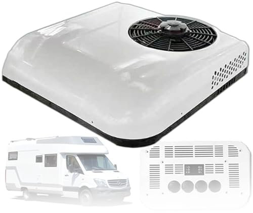 MhWrughts Climatiseur de Toit, système de climatisation pour Camping-Car, unité de climatisation pour Fourgon et Bateau 12 V/24 V pour Automobile, Camion,White-12V