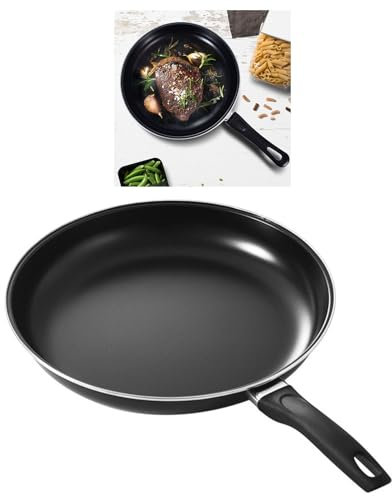 Haofy Padella Rotonda Antiaderente, Materiale Metallico Robusto, per Fornelli a Gas e a Induzione, Facile da Lavare, Pentole in Ceramica con Manico, per Tutti i Progetti di (25CM)