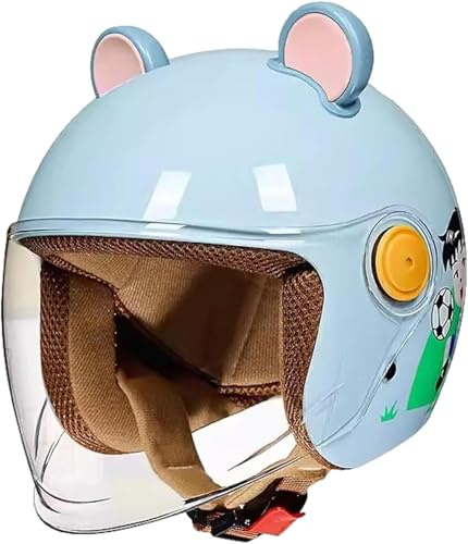 Casco Da Motociclista Per Bambini, Casco Da Scooter,Casco Aperto Con Visiera Parasole,Casco Da Scooter Per Ragazze, Casco Da Ciclomotore Per Ragazzo, Borsa A Sgancio Rapido,48-55Cm C,48-55cm