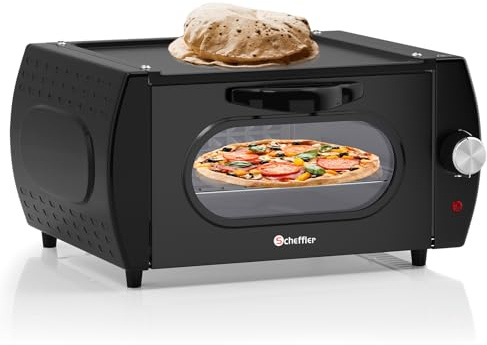 Mini Backofen 13 Liter, 2100W Mini Tandoor Ofen Oven Pizza Chapati Roti Lahmacun Manakish Naan Brot Kleiner Ofen abnehmbare Grillplatte, Schwarz