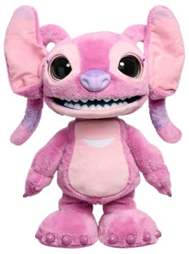 Just Play Peluche Angel Interactive de Disney mesurant 43 cm de Haut, Plus de 100 Sons et réactions, Un Personnage Plus Vrai Que Nature, Jouet pour Enfants de 3 Ans et Plus