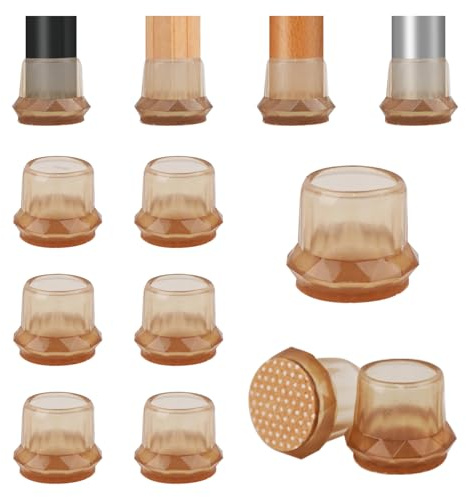 Vookkp Chair Leg Floor Protectors 24 Pcs Silicone Chair Leg Caps Covers Brown Round Furniture Feet Protectors Pads for Hardwood/Tile Floors Anti-Scratch Reduce Noise(Fit:21-30mm)