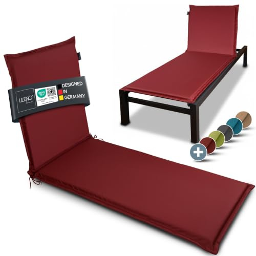 LILENO HOME Sonnenliege Auflage als [1er Set - Rollliege] in Rot | Gartenliegen Auflage perfekt für Strandliege - Polster Auflage für Gartenliege (188x60x5cm) MIA