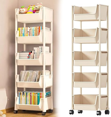 FGXY Carro De Almacenamiento De 4 Niveles, Carrito Con Ruedas, Carro De Cocina, Cesta De Malla Con Asas Ergonómicas, Ahorro De Espacio, Para Baño, Cocina, Sala De Estar, Oficina (90*31*20cm) (5)