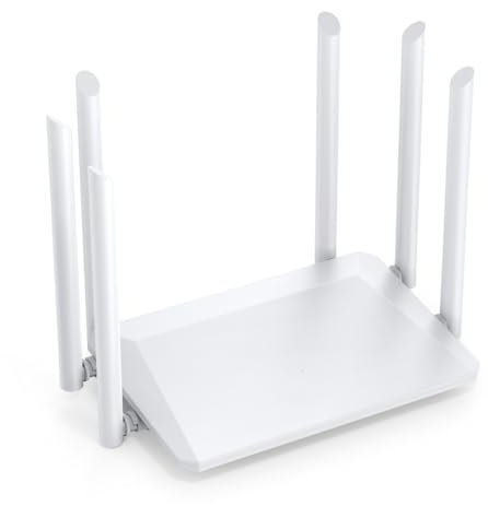 Wrtysully Enrutador Inalámbrico de 1200 M, Enrutador de Módem con Antena Externa, Repetidor WiFi de Cobertura Amplia, Enrutador de Señal de 5 GHz para el Hogar y la Oficina, Enchufe Europeo