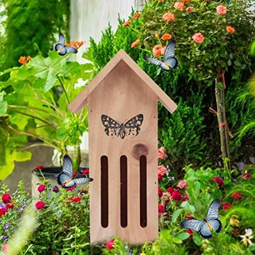 Gonetre Holzinsektenhaus Schmetterling Haus Insekten Hotel Anziehen Bestäuber Garten Lebensraum Gelb 10x8x28,5 Cm (1)