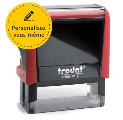 Trodat Printy 4912 - Timbro aziendale, 47 x 18 mm, custodia rossa, timbro per indirizzi