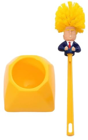 Trump Toilet Brush Set with Holder - Funny Novelty Political Gift for Family & Friends, White Elephant Gift Idea, Bathroom Cleaning Tool with Plunger Combo