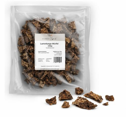 LuckyChef Lammlunge Würfel getrocknet für Hunde, 250 g, 100% Lamm