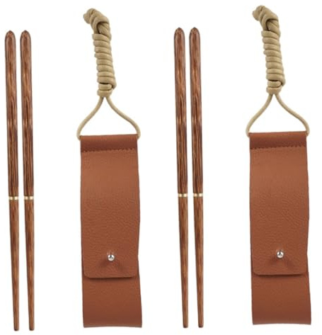 Healifty Palillos De Madera Plegables Portátiles De 2 Pares, Desmontables, Material Madera De Alas De Pollo, Para Camping y Picnic, Con Bolsa De Transporte Inclusa