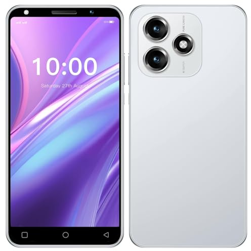 FirstPrz Smartphone con display HD da 5 pollici, 16 GB ROM/espandibile fino a 128 GB, doppia fotocamera Dual SIM, Android 9.0, WiFi, Bluetooth, FM, GPS, telefono cellulare economico (bianco)