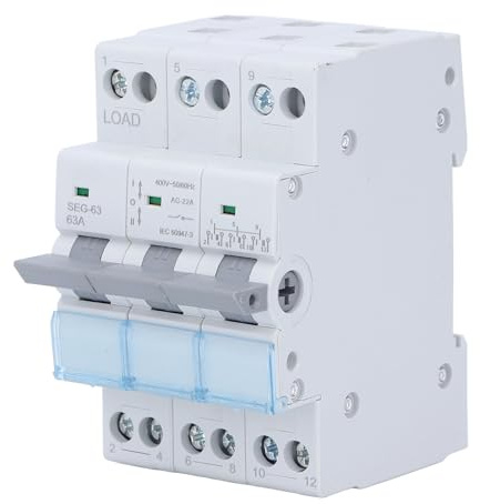 Jenngaoo Interrupteur Isolateur DC pour Panneaux Solaires Tableau PV, Disjoncteur DIN 3P 63A 400V Double Alimentation pour Systèmes Solaires Photovoltaïques et Communication