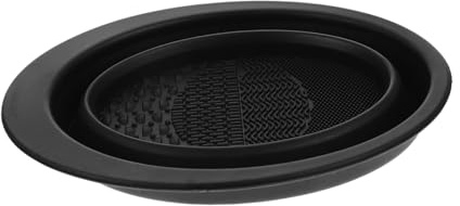 FIXOSHEE Silicone Makeup Brush Cleaning Pad and Beauty Tool Cleaning Bowl Black Professional Makeup Cleaner Mat for Facial Brush Washing and Scrubbing