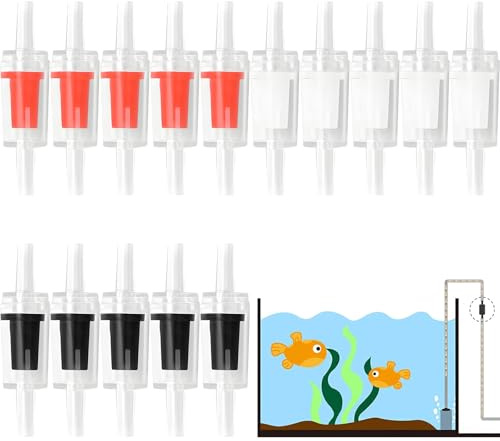 15 Stück Rückschlagventil für Aquarien, Kunststoff Luftpumpen Rückschlagventile, Verhindert Luftpumpe Wassereintritt für Standard 4 mm Aquarium Schlauch, Aquarium Zubehör (3 Farben) (Mehrfarbig 1)