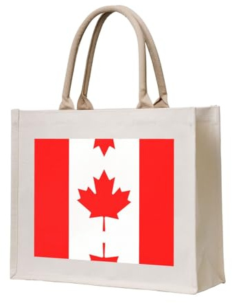 WBQLSL Borsa tote in tela stampata con bandiera canadese La borsa da spiaggia può essere utilizzata per riporre oggetti, picnic, spiaggia, piscina e altre scene.