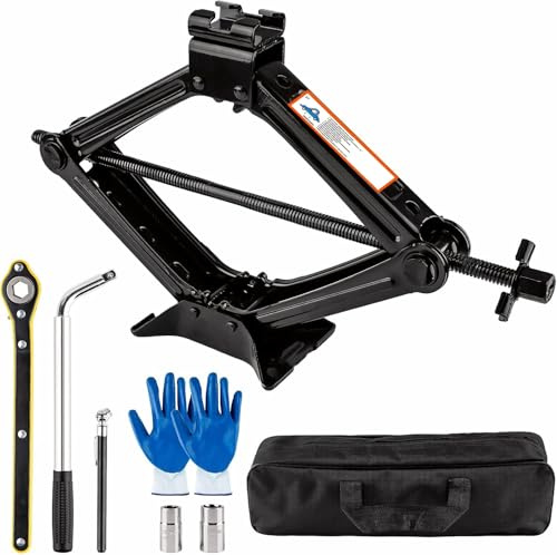 Portable Car Jack Kit, 2 Ton (4409 lbs) Scissor Jack for Car, Upgrade Emergency Spare Tire Changing Repair Kit, Scissor Jack Kit with Lug Wrench, Universal Vehicle Scissor Lift Jacks for SUV ﻿