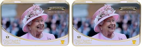 New English Teas Queen Elizabeth II Tea Tin with 72 Assorted Teabag Selection (Pack of 2)